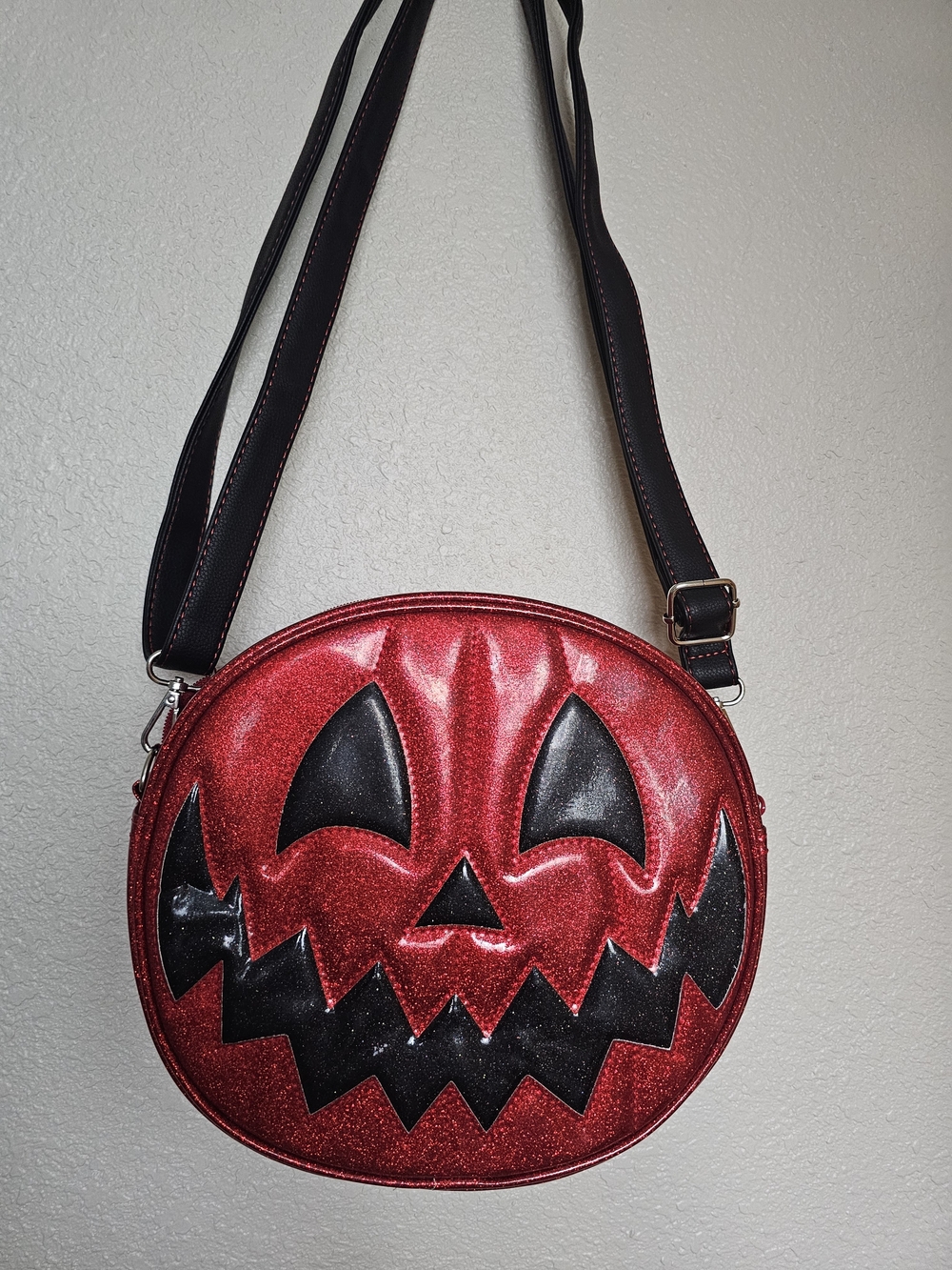 Pumpkin Kult Red Glitter Crossbody Bag